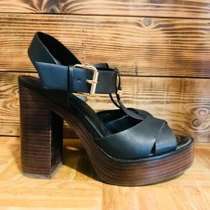 Aldo 5 inch Platform Faux-leather & Wood Heels